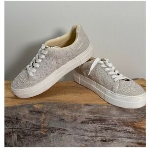 Glam Rhinestone Bling Fashion Leather Sneakers 9 Platform Comfort Sparkle Betsey